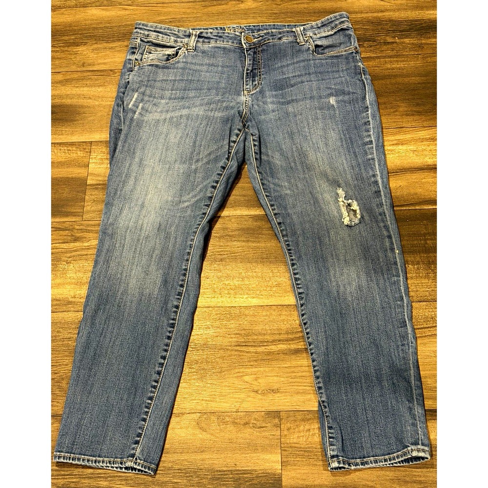 KUT Women's 16W Blue Medium Wash Distressed Skinny Denim Jeans 5-Pocket